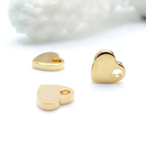 H11l234045bg – lot de 5 pendentifs cœur 7mm – acier inoxydable  doré à l'or fin  24k
