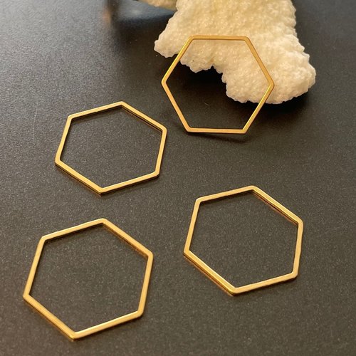 H11c03013a lot de 4 pendentifs connecteur hexagone 13.5mm – acier inoxydable 304 doré