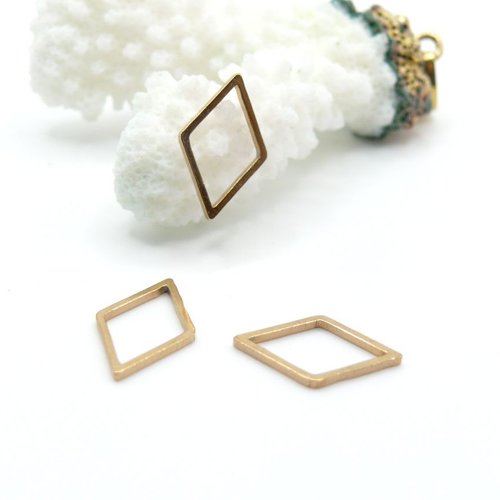 H11c03010ag – lot de 4 pendentifs connecteur fermé losange 15.5mm – acier inoxydable doré