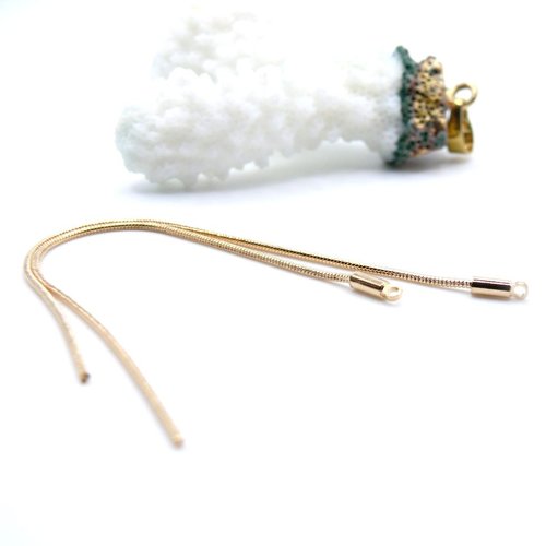 H11t048006g – lot de 2 pendentifs chaîne serpent 97 mm – laiton doré à l’or fin 18k