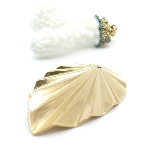 Ps11958852 – lot de 1 pendentif éventail, forme art déco – acier inoxydable 304 doré à l’or fin 18k