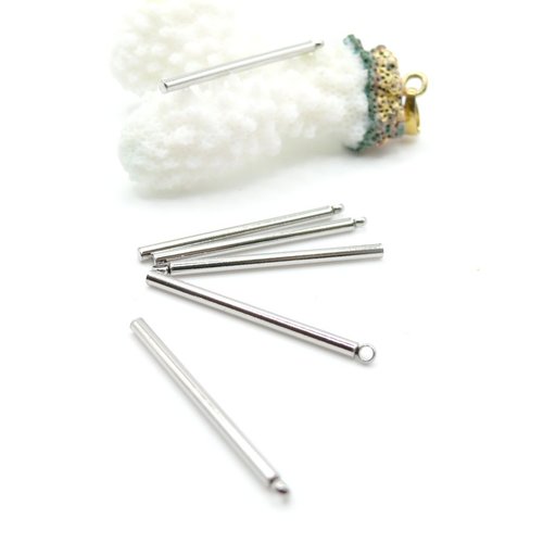 H11f17403pb – lot de 10 pendentifs tige tube 32 mm – acier inoxydable argenté
