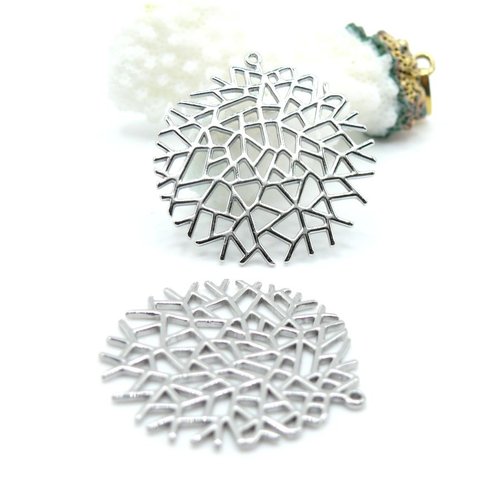 H11l30111p – lot de 1 pendentif branche, arbre, géométrique 30 mm – acier inoxydable 304 argenté