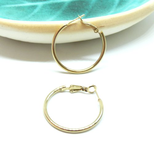 H11c05308bg – lot de 2 créoles 44mm – acier inoxydable 316 doré à l'or fin 18k placage ionique