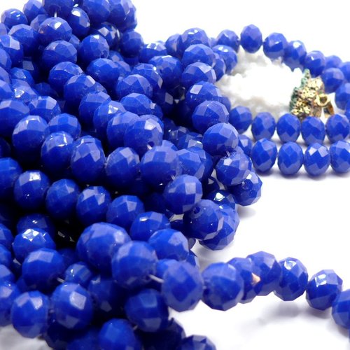 Ref 2j1652 lot de 30 perles  rondelles verre facettées  10 x 8 mm – couleur bleu