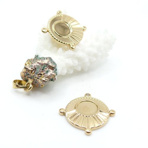 Bu112507211751494058 – lot de 1 support de pendentif éventail 23mm avec plateau 8mm – acier inoxydable doré