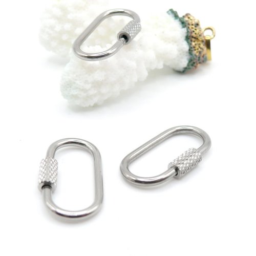 Bu112303311525293277 – lot de 1 mousqueton à vis, ovale 26 mm – acier inoxydable 304 argenté