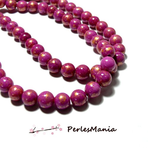 H23201b – lot 1/2 fil d'environ 45 perles jade mashan rose fuchsia mordoré 4mm