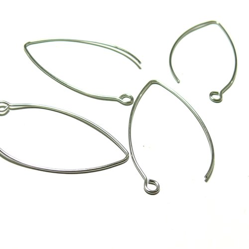 Hf19102pa – lot de 20 crochets boucles d’oreilles 40 mm – acier inoxydable 304 argent platine rhodié