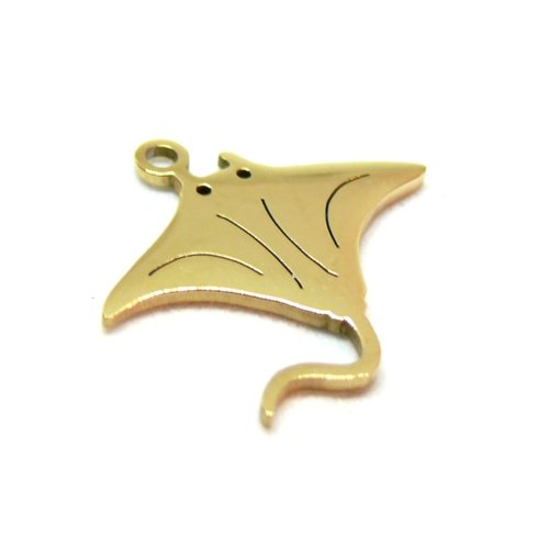 H11b05610g03 – lot de 1 pendentif raie manta 20,5mm – acier inoxydable 304 doré à l'or fin ip ionique