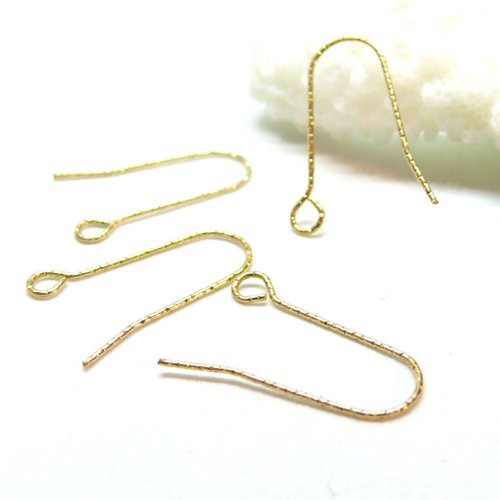 H11c05910g – lot de 4 crochets boucles d’oreille martelés 22mm – acier inoxydable 316l doré placage ionique