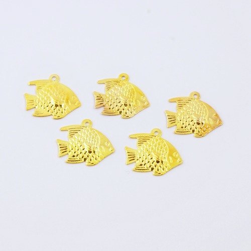Breloques légères dorées en forme de  poissons - lot de 5