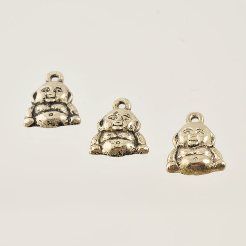 Breloque métal argenté "bouddha" sans nickel