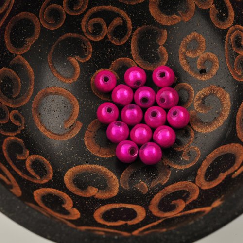 15 perles magiques rondes rose fushia 6 mm