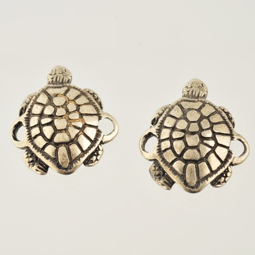 2 intercalaires tortues en  argent vieilli 30 mm