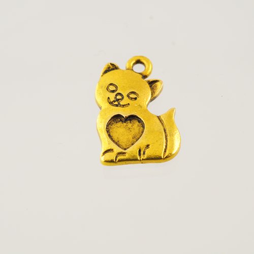 Breloque dorée chaton de 20 mm