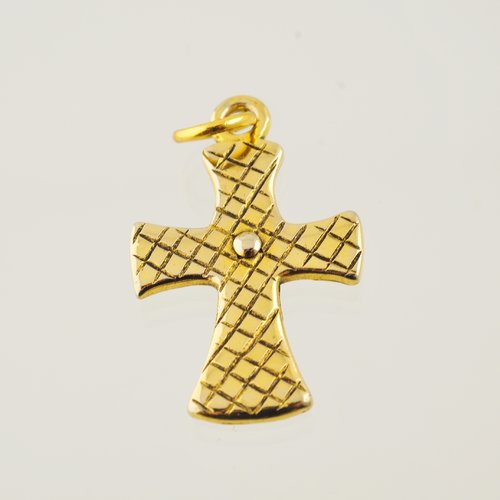 Croix dorée sculptée et décorée 32 mm