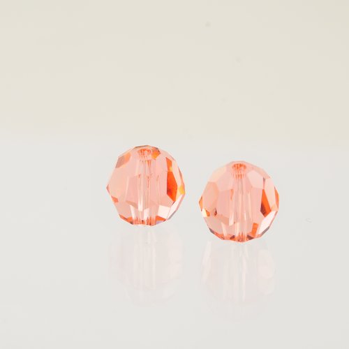 2 perles cristal facettées rose vintage