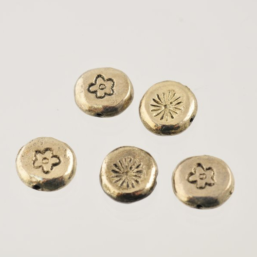 5 mini-perles en métal sculpté 10 mm
