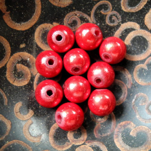 10 perles magiques rondes rouges 10 mm