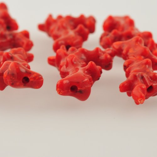 Perle imitation corail de couleur rouge - lot de 10 -