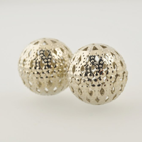 2 perles rondes filigranées argentées diamètre 25 mm