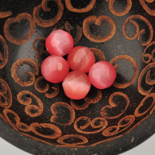 5 perles rose orangées de 12 mm