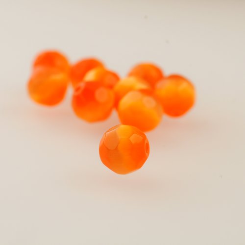 10 perles facettées oeil de chat orange
