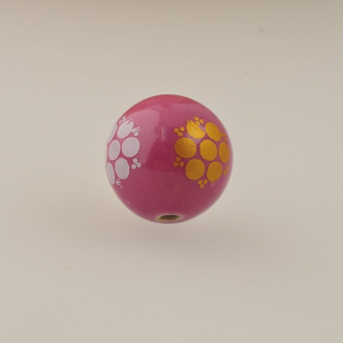 Perle céramique violette décorée fleurs