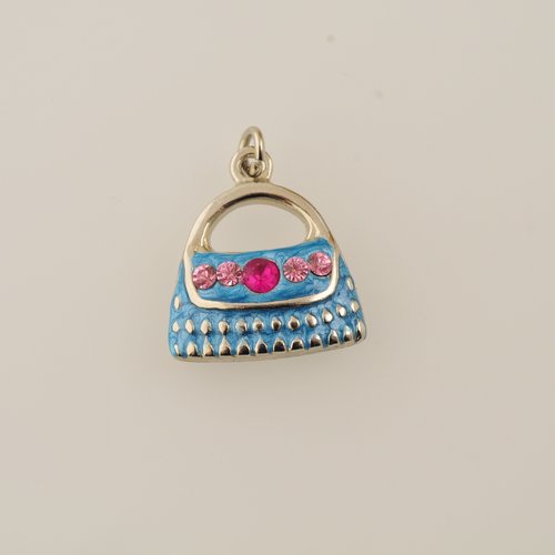 Sac à main bleu garni de strass roses