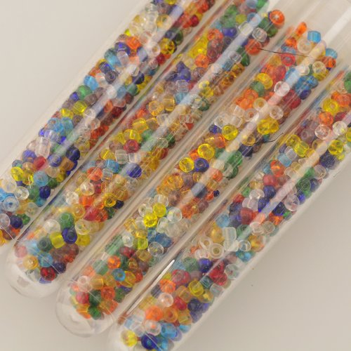 Lot de 4 tubes de perles de rocailles multicolores