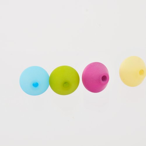4 perles toupies givrées en acrylique