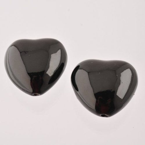 2 cœurs céramique noir 32 mm