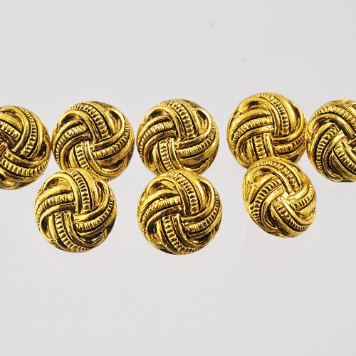 9 boutons vintage dorés de 15 mm