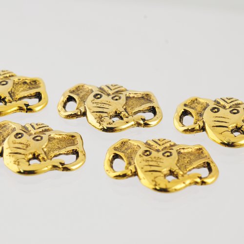 5 connecteurs dorés "éléphant" de 29 mm
