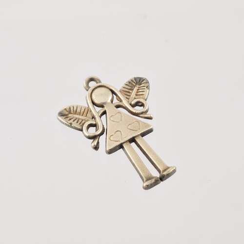 Pendentif fée argenté vieilli de 38 mm