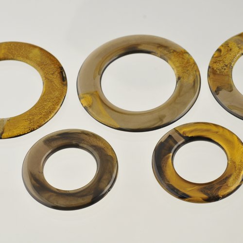 5 anneaux synthétiques 2 tailles marron et doré