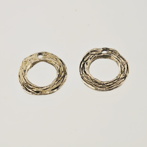 2 anneaux striés argentés 18 mm