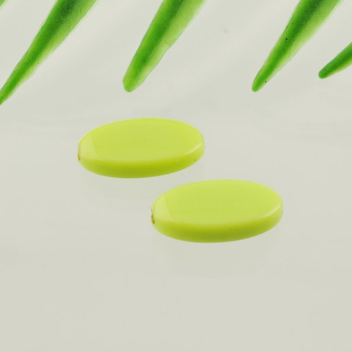 2 perles en résine plate allongée vert anis 20 x 10 mm