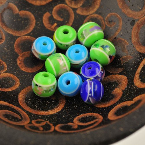 10 perles rondes colorées 8 mm