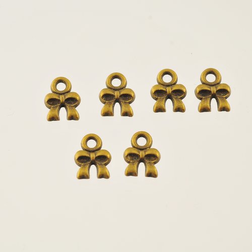Lot de 6 mini-breloques "nœud" bronze de 10 mm