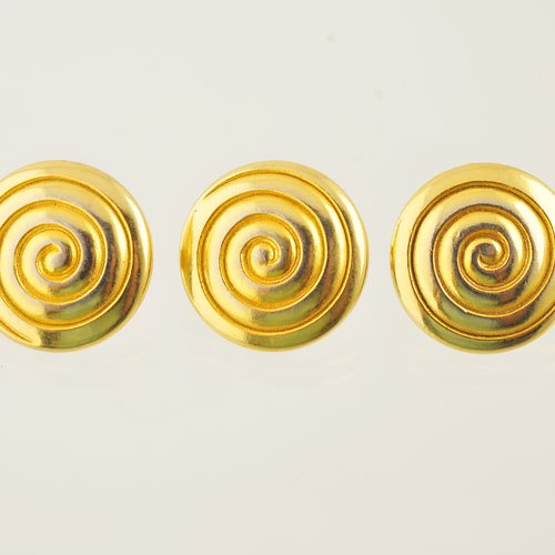 3 boutons dorés vintage 18 mm