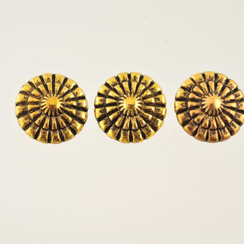 3 boutons fantaisie vintage dorés 20 mm