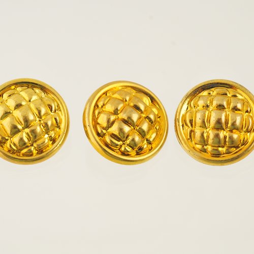 3 boutons dorés, vintage, fantaisie, 22 mm.