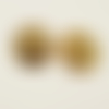 2 boutons résine vintage doré cuivré 22 mm