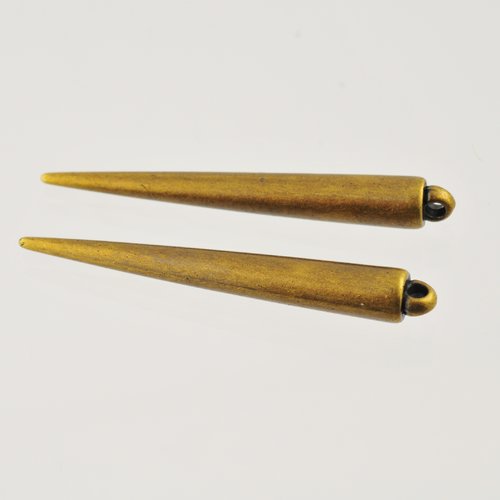2 breloques bronze forme lance 55 x 6 mm