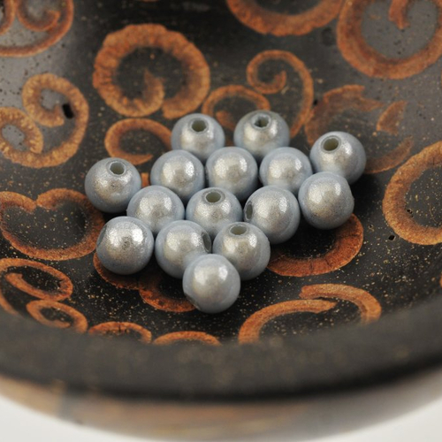 15 perles magiques rondes bleu gris 6 mm