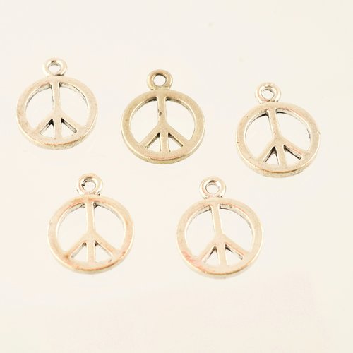 5 breloques peace and love 14 mm