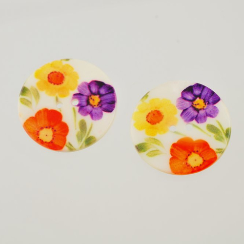 2 grands boutons fleur de 30 mm