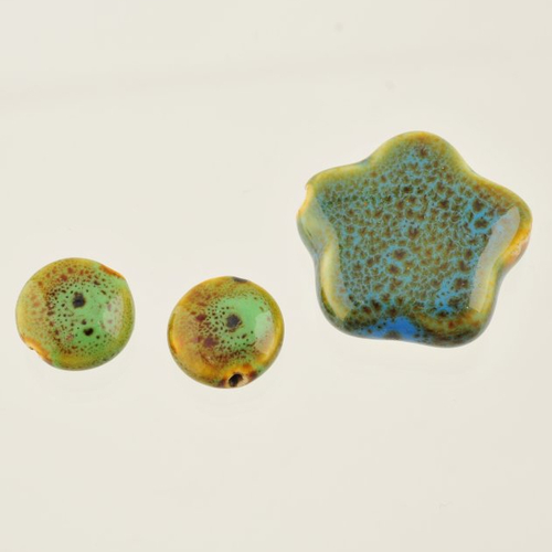 3 perles céramiques 2 formats bleu-vert